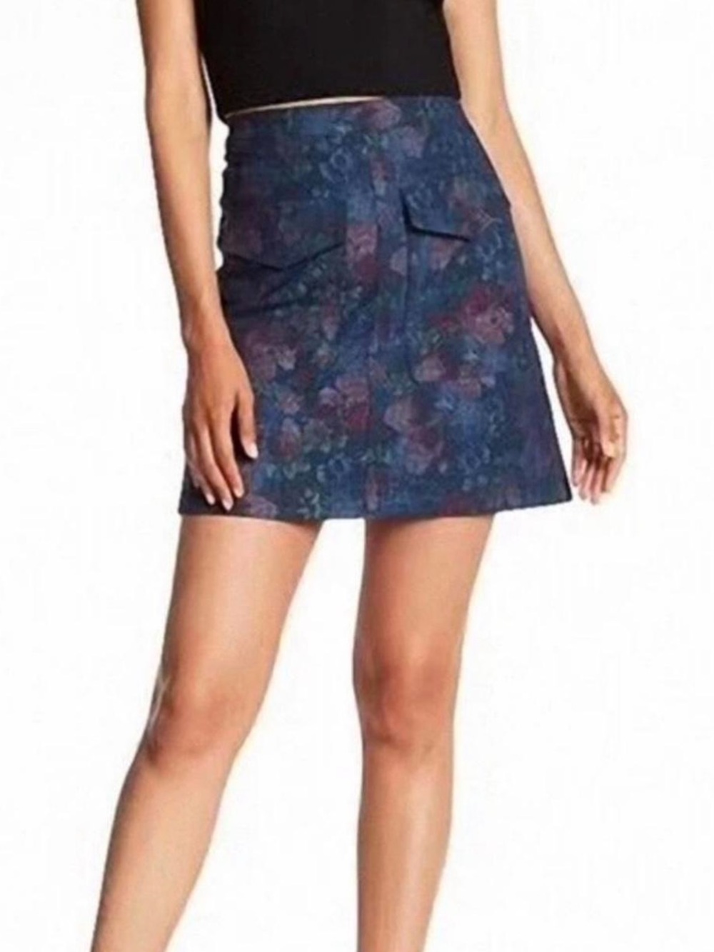 Anthropologie Erin Fetherston Navy Floral Jacquard Mini Skirt Midnight Blooms